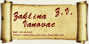 Žaklina Vanovac vizit kartica